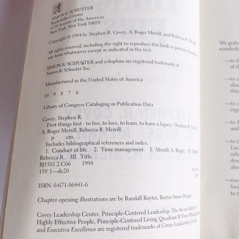 Stephen R. Covey First Things First Paperback Book Business Time Management - Picture 7 of 7